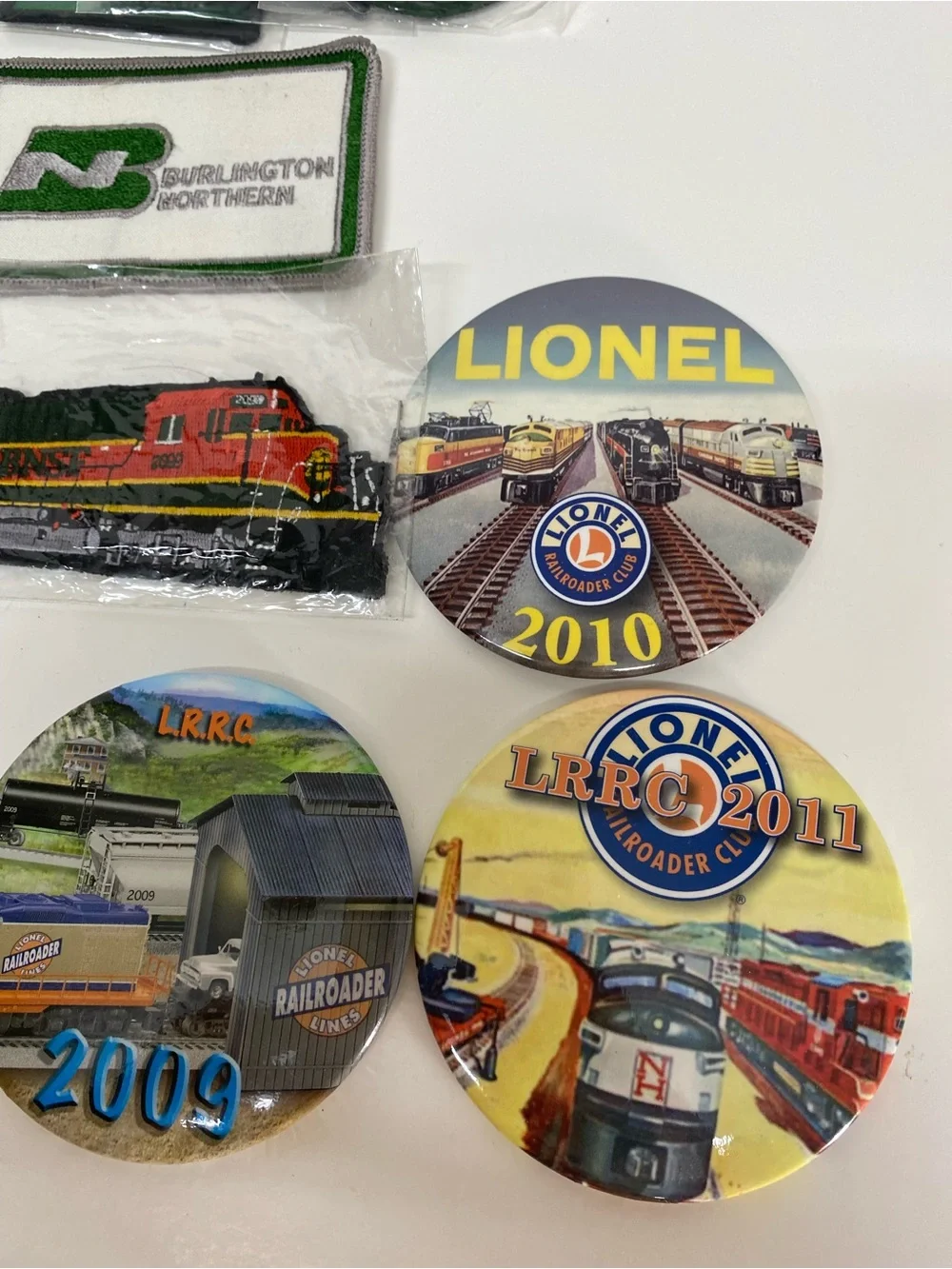 Railroad Train Themed Memorabilia  Lot of 28+ Patches Pinback Buttons Keychains